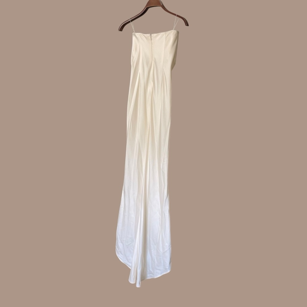 Significant Other Lucile Bridal Strapless Satin Gown with Train Bone White 4, S - Picture 11 of 16